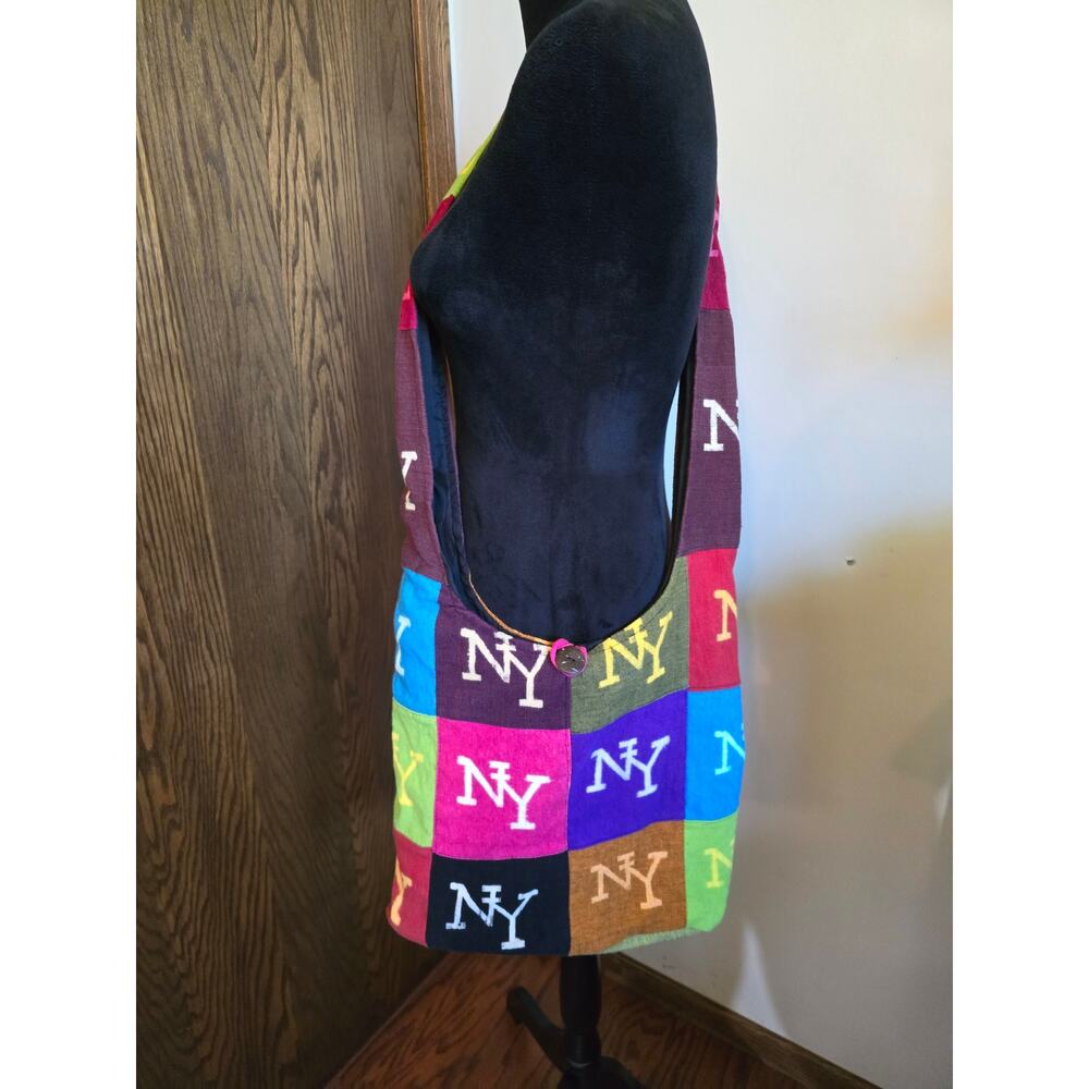 Vintage Nepal Street Style Indie Hobo NY Muticolored Patchwork Crossbody Bag